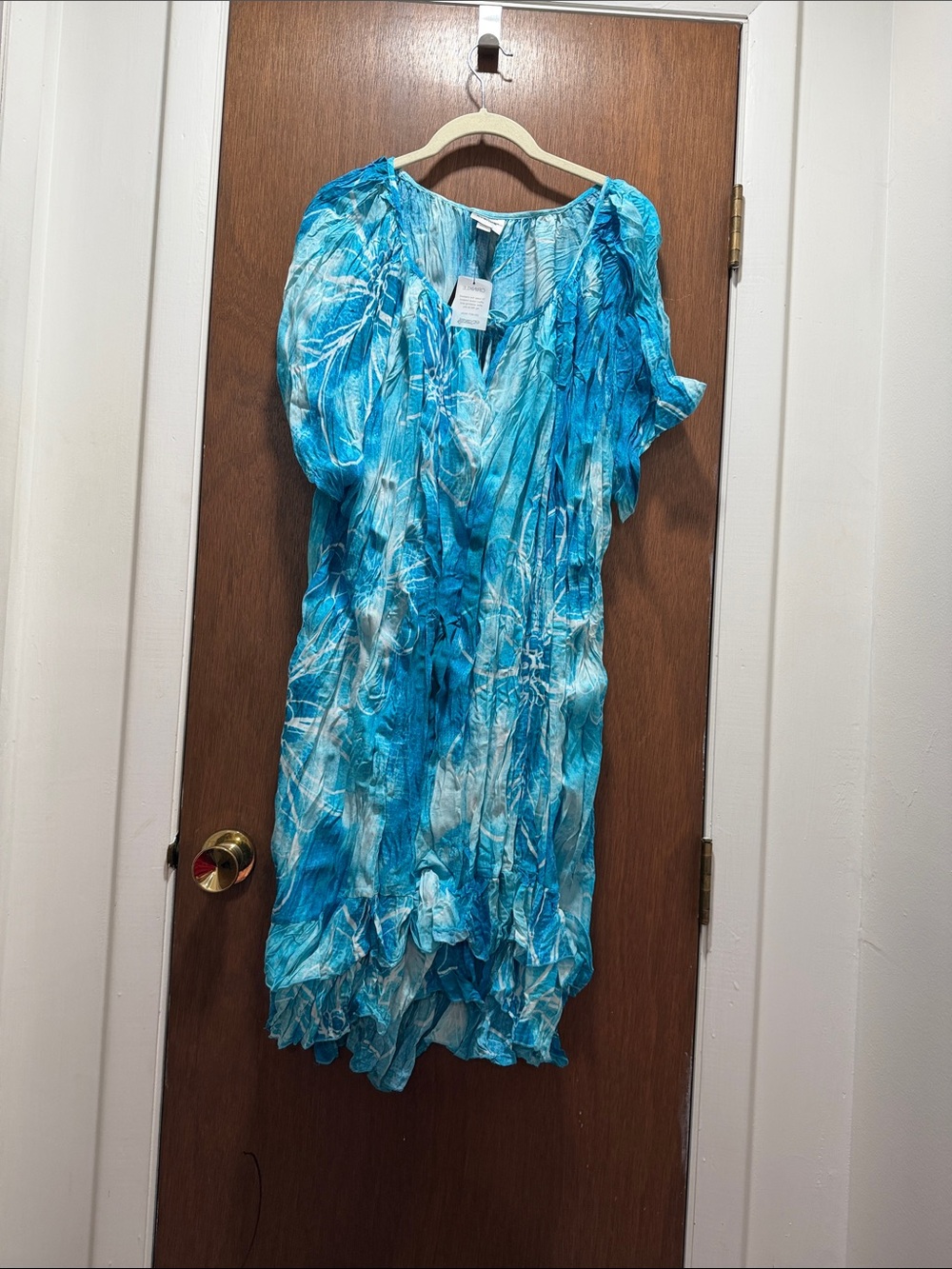 Avenue Turquoise & White Tie-Dye Midi Dress